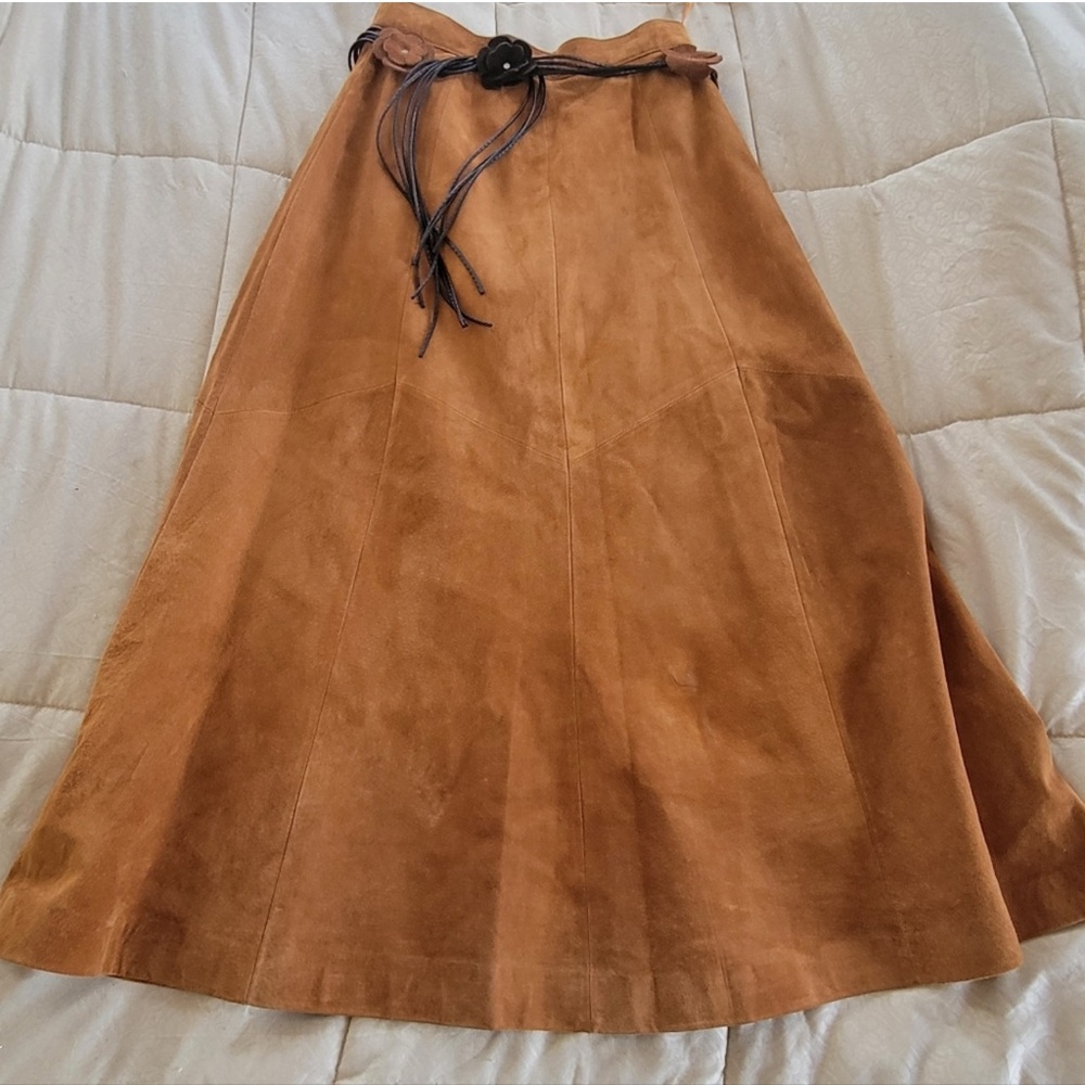 Vintage Lord & Taylor Suede Lined A-Line Maxi Skirt
